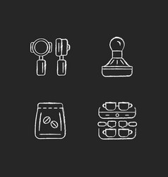 Coffee Shop Professional Tools Chalk White Icons