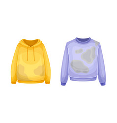 Dirty Clothes Set Stained Hoodie And Sweatshirt