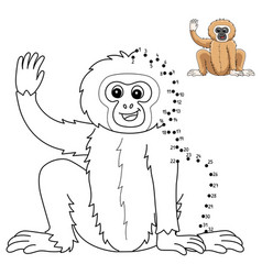 Dot To Dot Gibbon Animal Isolated Coloring Page