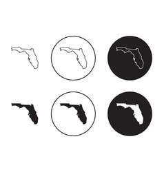 Florida Map Icon Set Miami State Cutout Map