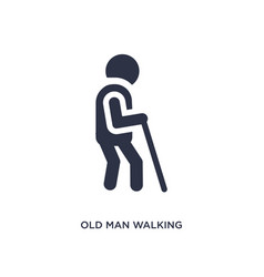 Old Man Walking Icon On White Background Simple