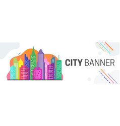 Colorful City Website Banner With Cityscape