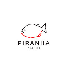 Fish Piranha Minimal Lines Logo Design