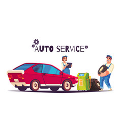 Auto Service Cartoon Composition