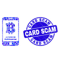 Blue Scratched Card Scam Stamp And Bitcoin Mobile