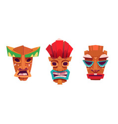 Tiki Mask Cartoon Set