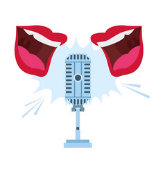 Two Mouths Speaking To Retro Microphone Icon