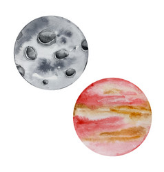 Watercolor Planets Set Space