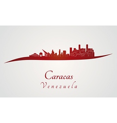 Caracas Skyline In Red