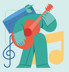 Green Cute Musician Character Flat Design