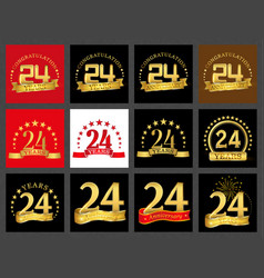 Set Of Number Twenty-four 24 Years Celebration