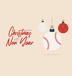 Baseball Christmas Greeting Card Merry Christmas