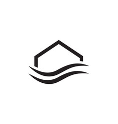 House With Waves Logo Design