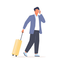 Man Holding A Suitcase And Talking On The Phone