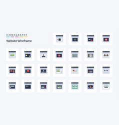 25 Website Wireframe Flat Color Icon Pack