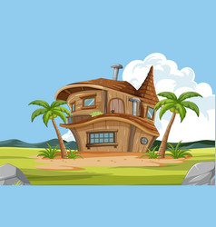 Cartoon-style House Surrounded By Palm Trees