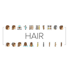 Hair Extension Salon Procedure Icons Set