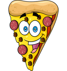 Happy Pepperoni Pizza Slice Cartoon Character