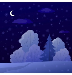Landscape winter forest night Royalty Free Vector Image