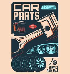 Car Spare Parts Store Repair Shop Retro Banner