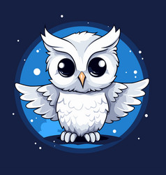 Owl Cartoon Character On Dark Blue Background