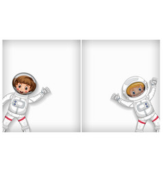 Plain Background Template With Happy Astronaut