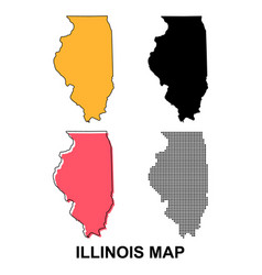 Set Of Illinois Map United States Of America Flat