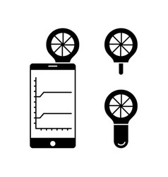 Mobile Peak Flow Meter Silhouette Icons Set