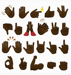 Set Of Dark Black African American Gestures