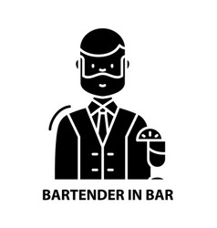 Bartender In Bar Icon Black Sign