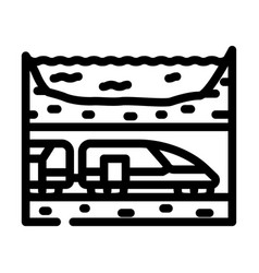 Underwater Railway Tunnel Line Icon