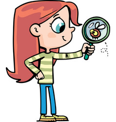 Girl Looks Through A Magnifying Glass