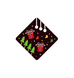 Merry Christmas Icon Logo On Square Design