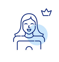 Premium User At Laptop Girl With Crown Symbol