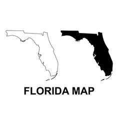 Set Of Florida Map United States Of America Flat