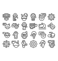 Wall Chaser Icons Set Outline Construction