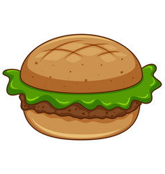 Beef Burger With Green Lettuce On White Background