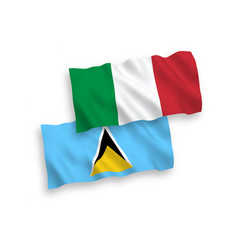 Flags Of Italy And Saint Lucia On A White