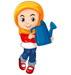 Muslim Girl Holding Watering Can