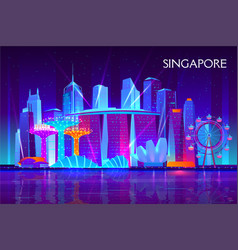 Singapore Night Cityscape Neon Background