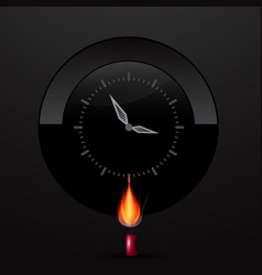 Clock Face On Black Background With Lit Candle