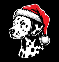 Dalmatian Dog Wearing A Santa Hat