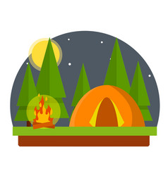 Orange Tent In The Woods