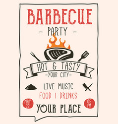 Retro Barbecue Party Flyer Vintage Bbq Poster