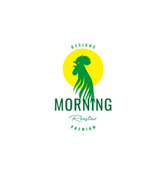 Rooster Crowing With Sunrise Abstract Logo Design