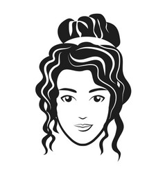 Woman Head With Curly Hair And Bun