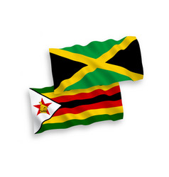 Flags Of Jamaica And Zimbabwe On A White