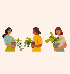 Girls Holding Pots With Green Plants