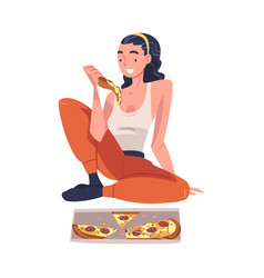 Woman Character Eating Food At Home Sitting