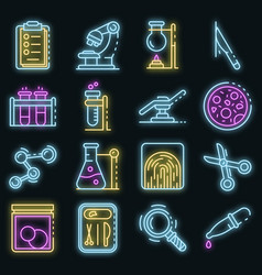 Forensic Laboratory Icons Set Neon